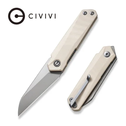 CIVIVI Ki-V Plus Front Flipper Knife Ivory G10 Handle (2.52" Silver Bead Blasted Nitro-V Blade) C20005B-2