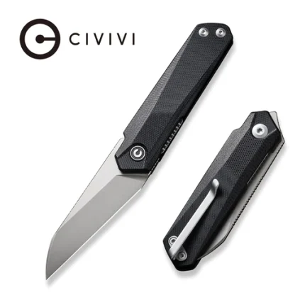 CIVIVI Ki-V Plus Front Flipper Knife Black G10 Handle (2.52" Silver Bead Blasted Nitro-V Blade) C20005B-1