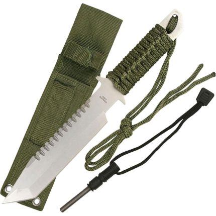 Survivor Fixed Blade Knife - Back Up / Outdoor / Survival w/ Alloy Fire Starter -HK-106280