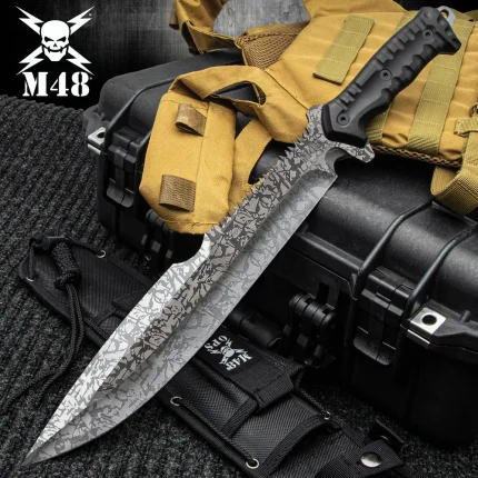 M48 MACHETE GEN II AND SHEATH - STAINLESS STEEL BLADE, TITANIUM ELECTROPLATED FINISH, TPU HANDLE - LENGTH 17 3/4” - UC3488