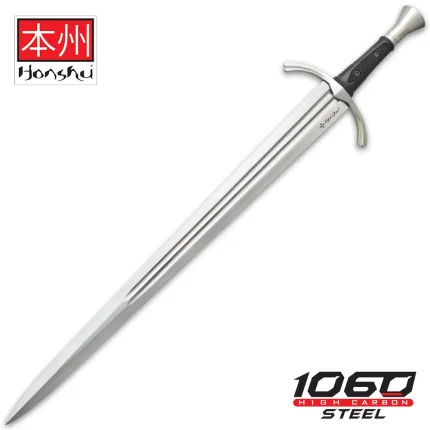 HONSHU SINGLE-HANDED BROADSWORD AND SCABBARD - 1060 CARBON STEEL BLADE, TPR GRIP, 2CR13 STEEL POMMEL - LENGTH 40”