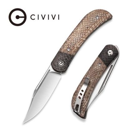Civivi Appalachian Drifter II Front Flipper Knife Snakeskin Micarta Handle with Twill Carbon Fibre Bolster (2.96" Satin Finished CPM S35VN) C19010C-2