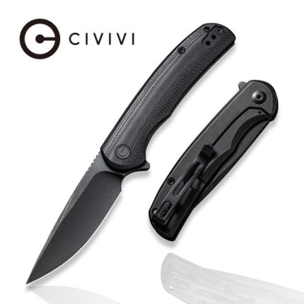 CIVIVI NOx Flipper Knife Contoured Black G10 With Black Steel Handle (2.97" Black Stonewashed Nitro-V) C 2110C