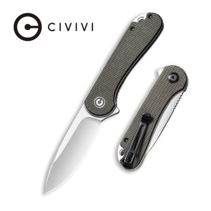 CIVIVI Elementum Flipper Knife - Dark Green Micarta Handle (2.96'' Satin D2) C 907T