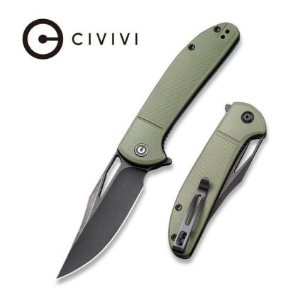 CIVIVI Ortis Flipper Knife - OD Green Fiber-glass Reinforced Nylon Handle (3.25" Black Stonewashed 9Cr18MoV) C 2013C
