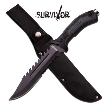 SURVIVOR SAWBACK FIXED BLADE KNIFE - HK-793BK
