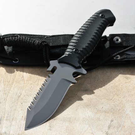 STEC - 10″ Fixed Blade Knife Full Edge w/ Saw on Blade Spine