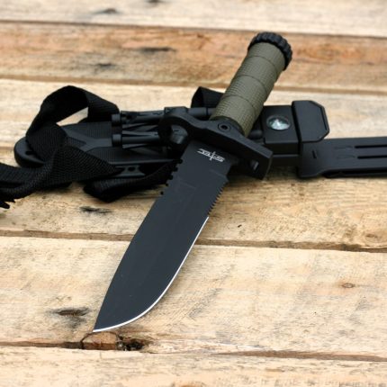 STEC 12.75" TACTICAL SURVIVAL Hunting FIXED BLADE For Practical Use Durable Knife Army Bowie w W/Fire Starter, Sharperning Tool, Comapass, Whistle