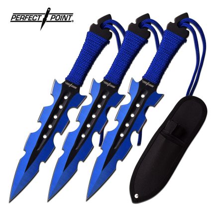 PERFECT POINT DEEP BLUE THROWING KNIFE SET - PP-110-3BL