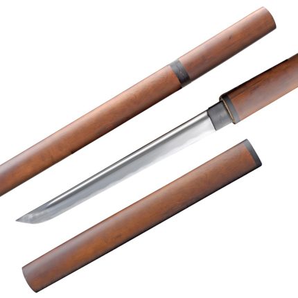 Ryujin20" 1045 Samurai w/ Natural Wood Finish Tanto w/bo-hi