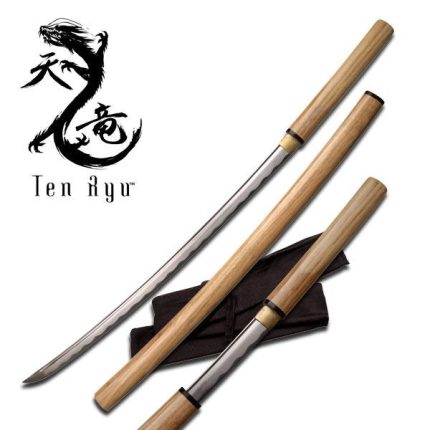 Ten Ryu Hand Forged Shirasaya Natural Wood Samurai Sword - TR-025WD